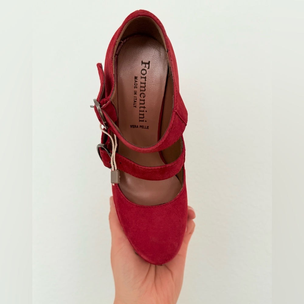 Formentini Stylish Red Suede Platform Heels Sz 36 - Picture 4 of 6